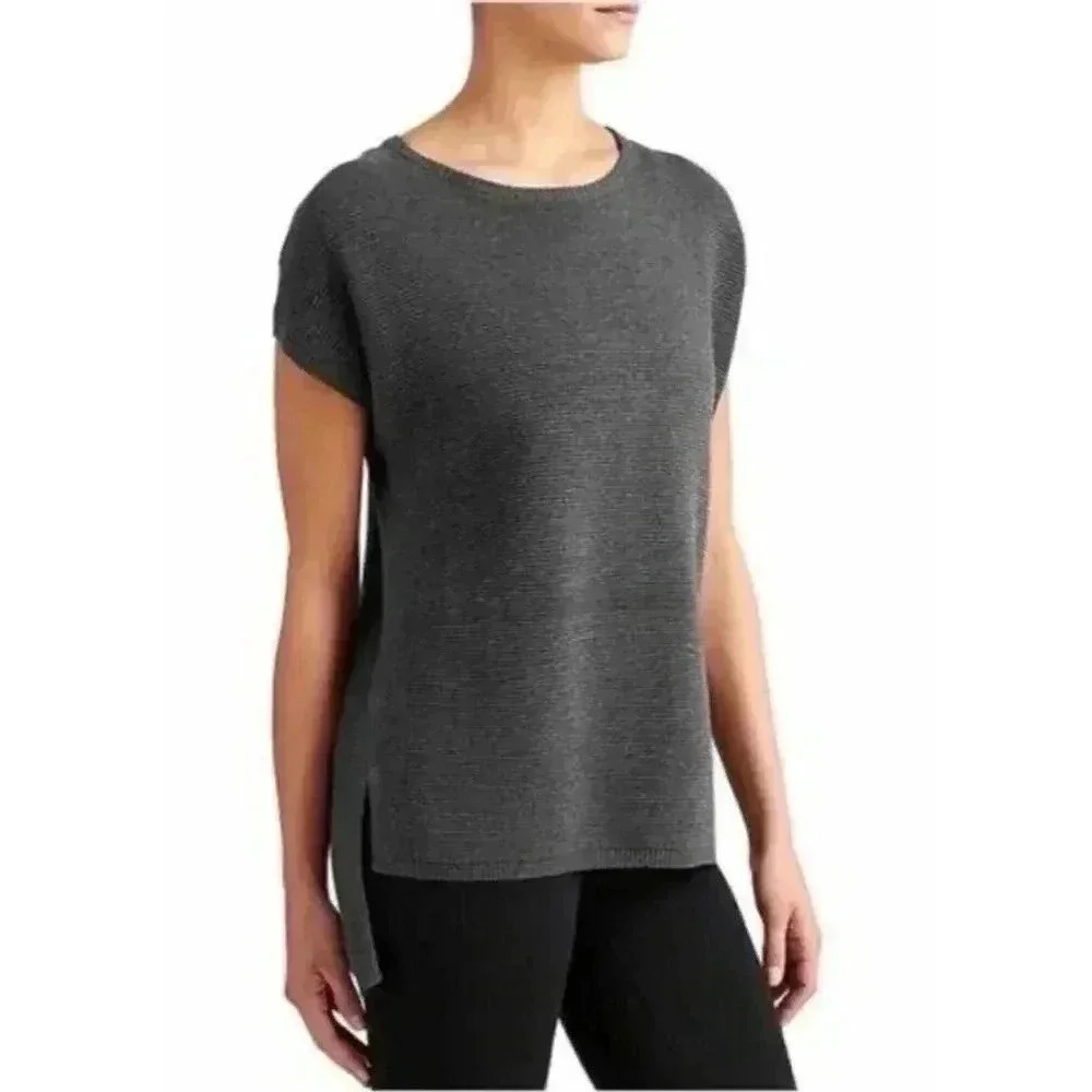 Athleta Aster Knit Gray Short Sleeve Tunic Sweater XXS
